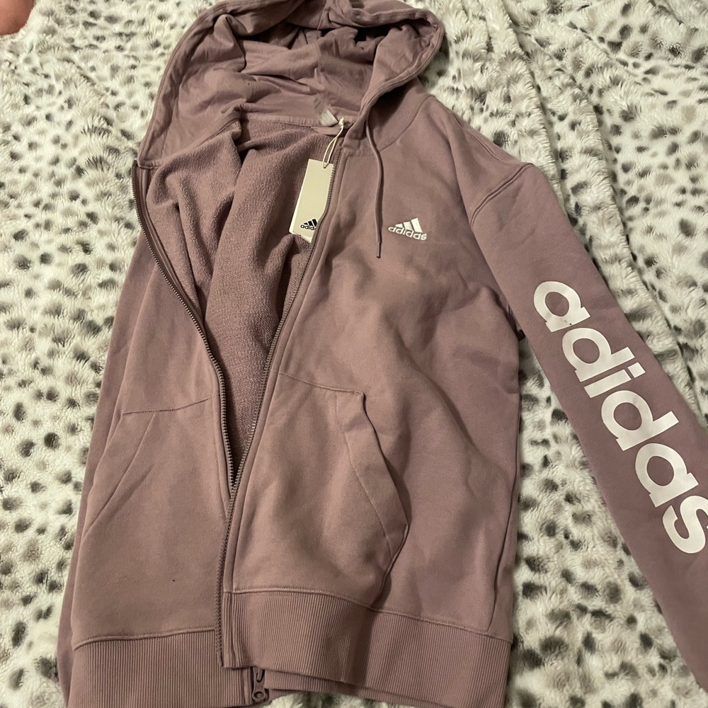Adidas Mauve Zip-Up Hooded Jacket